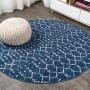 JONATHAN Y Lighting Moroccan Hype 5' x 5' Polypropylene Moroccan & Tribal and Trellis Indoor Area Rug Blue / White