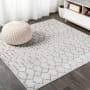 JONATHAN Y Lighting Moroccan Hype 4' x 4' Moroccan & Tribal and Trellis Indoor Square Area Rug Cream / Gray