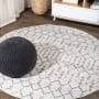 JONATHAN Y Lighting Moroccan Hype 5' x 5' Polypropylene Moroccan & Tribal and Trellis Indoor Area Rug Cream / Gray