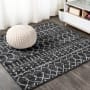 JONATHAN Y Lighting Moroccan Hype 4' x 4' Moroccan & Tribal and Trellis Indoor Square Area Rug Black / Ivory
