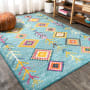 JONATHAN Y Lighting Moroccan HYPE 5-1/4' x 7-1/2' Polypropylene Moroccan & Tribal Indoor Area Rug Light Blue / Multi