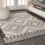 JONATHAN Y Lighting Moroccan Hype 10' x 14' Polypropylene Geometric and Moroccan & Tribal Indoor Rectangular Area Rug Cream / Black