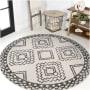 JONATHAN Y Lighting Moroccan Hype 6' x 6' Polypropylene Geometric Indoor Round Area Rug Cream / Black