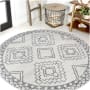 JONATHAN Y Lighting Moroccan Hype 3' x 3' Polypropylene Geometric Indoor Round Area Rug Cream / Gray