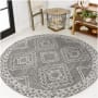 JONATHAN Y Lighting Moroccan Hype 3' x 3' Polypropylene Geometric Indoor Round Area Rug Gray / Cream