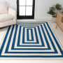 JONATHAN Y Lighting Moroccan Hype 3' x 5' Border and Geometric Indoor Rectangular Area Rug Navy / Ivory