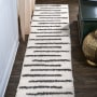 JONATHAN Y Lighting Moroccan Hype 2' x 10' Polypropylene Striped Indoor Runner Area Rug White / Gray