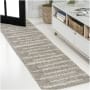 JONATHAN Y Lighting Moroccan Hype 2' x 10' Polypropylene Striped Indoor Runner Area Rug Gray / Ivory