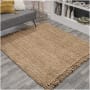 JONATHAN Y Lighting Natural Fiber 8' x 8' Jute Solid Indoor Square Area Rug with Fringe Natural