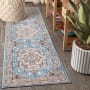 JONATHAN Y Lighting Restored Vintage 2-1/4' x 8' Polyester Vintage Traditional Runner Turquoise / Gray