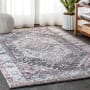 JONATHAN Y Lighting Restored Vintage 4' x 6' Polyester Vintage Traditional Rectangle Area Rug Charcoal Gray / Ivory