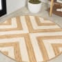 JONATHAN Y Lighting Ansa Collection 4' x 4' Jute Power Loomed Abstract, Chevron, Striped Indoor Area Rug Cream / Natural