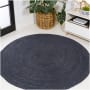 JONATHAN Y Lighting Ansa Collection 4' x 4' Jute Solid Indoor Round Area Rug Navy