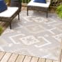 JONATHAN Y Lighting South Beach 7-3/4' x 10' Polypropylene Geometric and Moroccan & Tribal Indoor/Outdoor Area Rug Beige / Gray
