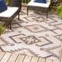 JONATHAN Y Lighting South Beach 7-3/4' x 10' Polypropylene Geometric and Moroccan & Tribal Indoor/Outdoor Area Rug Brown / Ivory