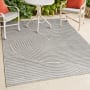 JONATHAN Y Lighting Scandinavian 7-3/4' x 10' Geometric and Striped Indoor/Outdoor Rectangular Area Rug Gray / Ivory