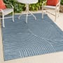 JONATHAN Y Lighting Scandinavian 7-3/4' x 10' Geometric and Striped Indoor/Outdoor Rectangular Area Rug Dark Blue / Cream