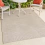 JONATHAN Y Lighting Scandinavian 7-3/4' x 10' Geometric and Striped Indoor/Outdoor Rectangular Area Rug Beige / Cream