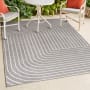JONATHAN Y Lighting Scandinavian 7-3/4' x 10' Geometric and Striped Indoor/Outdoor Rectangular Area Rug with High-Low Design Gray / Ivory