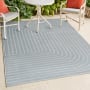 JONATHAN Y Lighting Scandinavian 7-3/4' x 10' Geometric and Striped Indoor/Outdoor Rectangular Area Rug with High-Low Design Light Blue / Cream