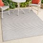 JONATHAN Y Lighting Scandinavian 7-3/4' x 10' Polypropylene Striped Indoor/Outdoor Rectangular Area Rug Gray / Ivory