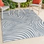 JONATHAN Y Lighting Scandinavian 3' x 5' Striped Indoor/Outdoor Rectangular Area Rug Dark Blue / Cream