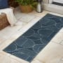 JONATHAN Y Lighting Scandinavian 2' x 8' Striped and Geometric Indoor/Outdoor Runner with High-Low Design Navy / Cream