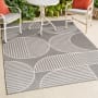JONATHAN Y Lighting Scandinavian 4' x 6' Striped and Geometric Indoor/Outdoor Rectangular Area Rug with High-Low Design Gray / Cream