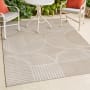 JONATHAN Y Lighting Scandinavian 4' x 6' Striped and Geometric Indoor/Outdoor Rectangular Area Rug with High-Low Design Beige / Cream
