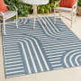 JONATHAN Y Lighting Scandinavian 4' x 6' Striped and Geometric Indoor/Outdoor Rectangular Area Rug Navy / Cream