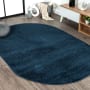 JONATHAN Y Lighting Supersoft 5' x 8' Polypropylene Solid Indoor Oval Area Rug Navy