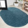 JONATHAN Y Lighting Supersoft 5' x 8' Polypropylene Solid Indoor Oval Area Rug Turquoise