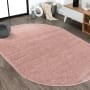 JONATHAN Y Lighting Supersoft 5' x 8' Polypropylene Solid Indoor Oval Area Rug Pink