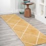 JONATHAN Y Lighting Supersoft 2' x 8' Polypropylene Geometric Indoor/Outdoor Area Rug Gold / White