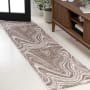 JONATHAN Y Lighting Supersoft 2' x 8' Abstract and Transitional Indoor Runner Brown / Cream