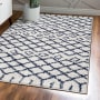 JONATHAN Y Lighting London Shag 3' x 5' Shag Polypropylene Geometric and Moroccan & Tribal Indoor Area Rug Beige / Navy