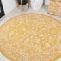 JONATHAN Y Lighting Santa Monica 5-1/4' x 5-1/4' Polypropylene Border Indoor/Outdoor Round Area Rug Yellow / Cream