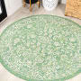 JONATHAN Y Lighting Santa Monica 5-1/4' x 5-1/4' Polypropylene Border Indoor/Outdoor Round Area Rug Cream / Green