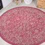 JONATHAN Y Lighting Santa Monica 5-1/4' x 5-1/4' Polypropylene Border Indoor/Outdoor Round Area Rug Fuchsia / Light Gray