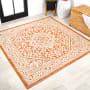 JONATHAN Y Lighting Santa Monica 5-1/4' x 5-1/4' Polypropylene Botanical, Traditional, and Vintage Indoor/Outdoor Area Rug Orange / Cream