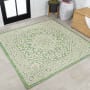 JONATHAN Y Lighting Santa Monica 5-1/4' x 5-1/4' Polypropylene Botanical, Traditional, and Vintage Indoor/Outdoor Area Rug Cream / Green