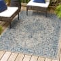 JONATHAN Y Lighting Santa Monica 5-1/4' x 7-1/2' Polypropylene Vintage Traditional Indoor / Outdoor Rectangle Area Rug Gray / Navy