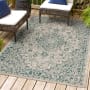 JONATHAN Y Lighting Santa Monica 5-1/4' x 7-1/2' Polypropylene Vintage Traditional Indoor / Outdoor Rectangle Area Rug Gray / Teal