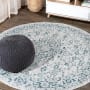JONATHAN Y Lighting Santa Monica 5-1/4' x 5-1/4' Polypropylene Botanical, Traditional, and Vintage Indoor/Outdoor Area Rug Gray / Teal