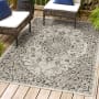 JONATHAN Y Lighting Santa Monica 5-1/4' x 7-1/2' Polypropylene Vintage Traditional Indoor / Outdoor Rectangle Area Rug Gray / Black