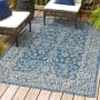 JONATHAN Y Lighting Santa Monica 9' x 12' Polypropylene Botanical, Traditional, and Vintage Indoor/Outdoor Area Rug Navy / Gray