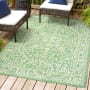 JONATHAN Y Lighting Santa Monica 3' x 5' Polypropylene Abstract, Border, and Geometric Indoor/Outdoor Rectangular Area Rug Cream / Green
