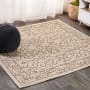 JONATHAN Y Lighting Santa Monica 5-1/4' x 5-1/4' Polypropylene Vintage Indoor/Outdoor Area Rug Beige / Brown