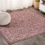 JONATHAN Y Lighting Santa Monica 5-1/4' x 5-1/4' Polypropylene Vintage Indoor/Outdoor Area Rug Red / Beige