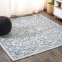 JONATHAN Y Lighting Santa Monica 5-1/4' x 5-1/4' Polypropylene Vintage Indoor/Outdoor Area Rug Gray / Navy